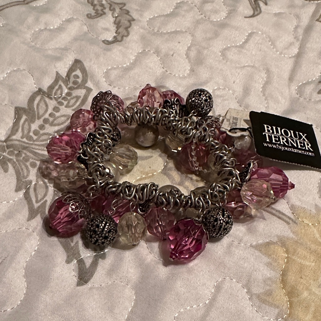 Bijoux Terner Pink And Silver Beaded Bracelet 15$
